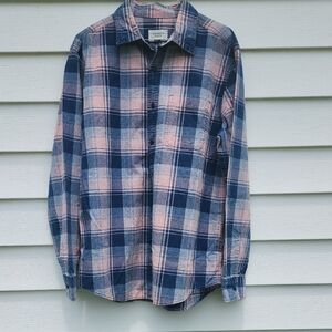 American Eagle Outfitters Blue and Pink Casual Button Down Shirt